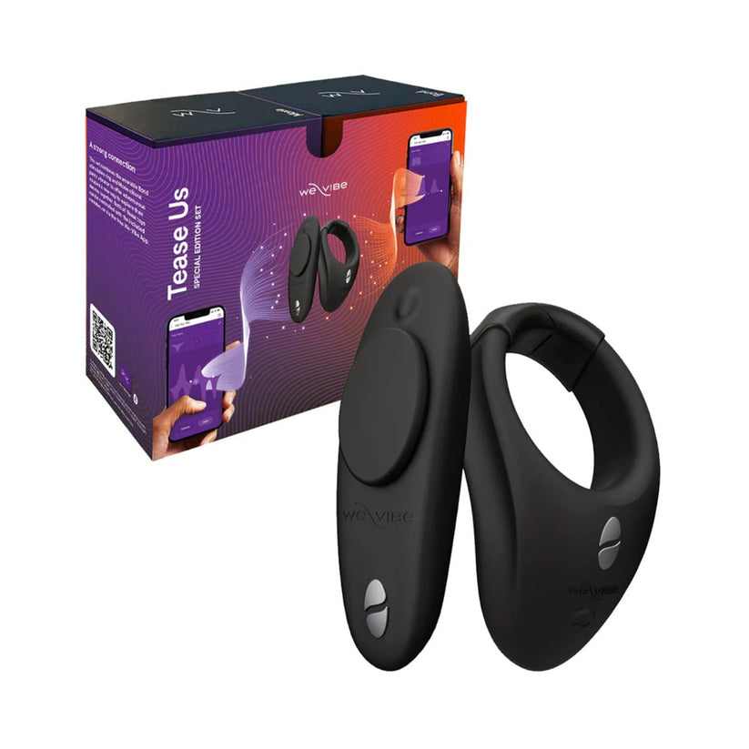 We Vibe Tease Us Set Bond + Moxie App-Controlled Wearable Cock Ring and Clitoral Vibrator (Black)