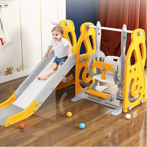 Lucky Baby Smart System Safety 3 in 1 Toddler Slide/Swing Playground - Grey (Indoor/Outdoor)