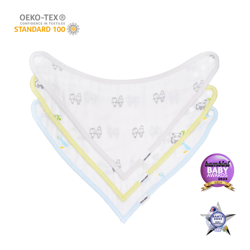 Kiki and Sebby 6-Layer Muslin Bandana Bibs