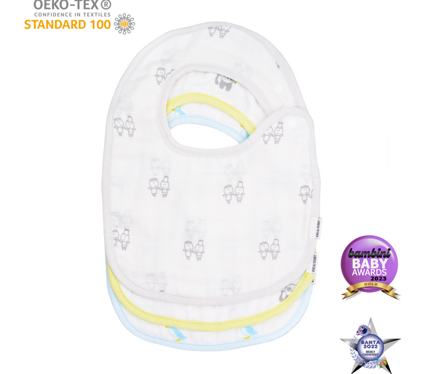 Kiki and Sebby 6-Layer Muslin Snap Bibs