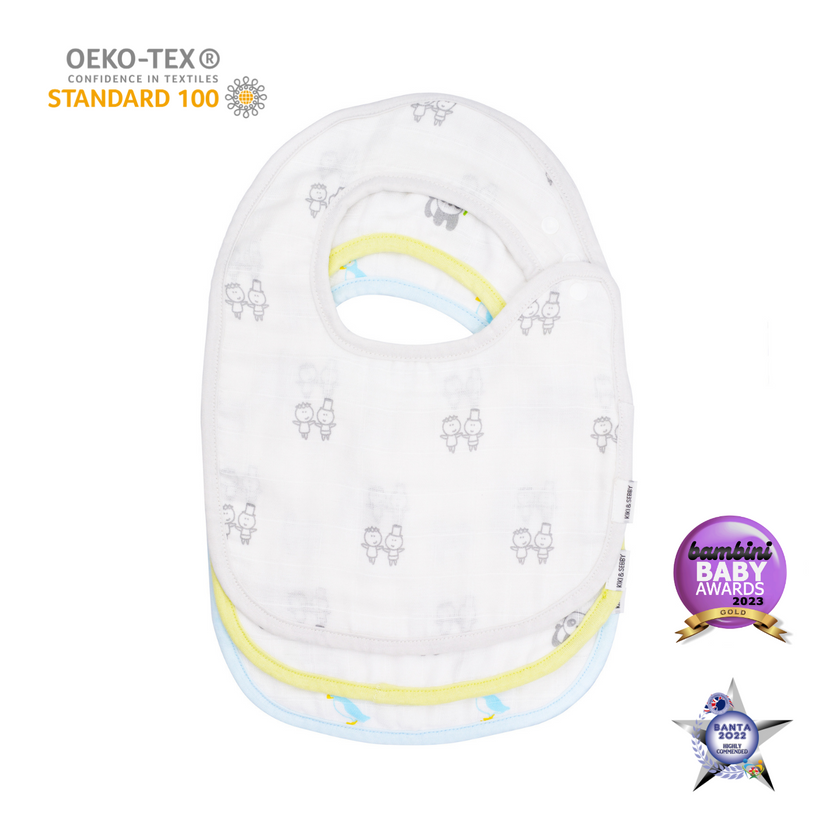Kiki and Sebby 6-Layer Muslin Snap Bibs