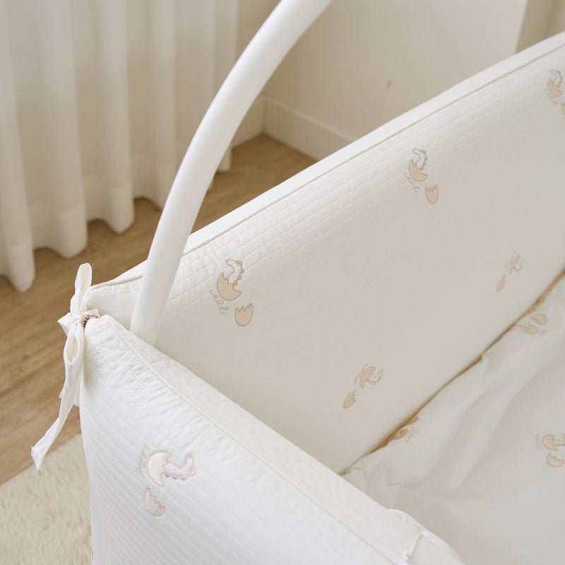 LOLBaby Cotton Embroidery Bumper Bed with Hanging Toy and Canopy - Golden Dragon (Pre Order Feb 2026)-6