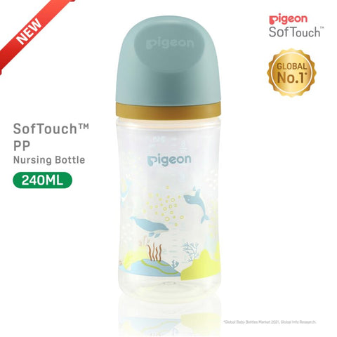 Pigeon SofTouch™ PP Nursing Bottle - Dolphin 240ml x2