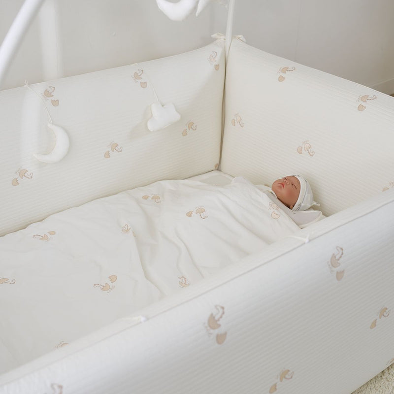 LOLBaby Cotton Embroidery Bumper Bed with Hanging Toy and Canopy - Golden Dragon (Pre Order Feb 2026)-7