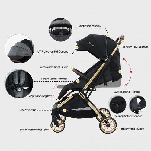 Capella X9 Air-Touch Stroller - Black-5