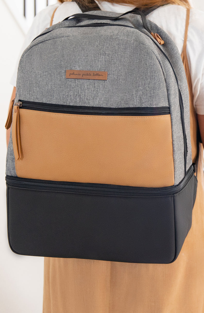 Petunia Pickle Bottom Axis Backpack: Camel/Graphite (CNY Promo + GWP)