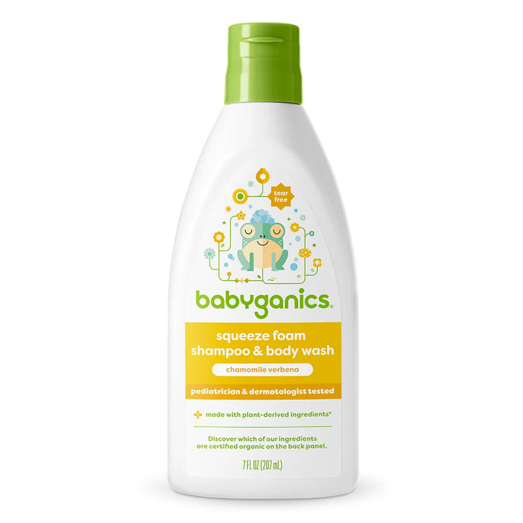 Babyganics shampoo + body wash, chamomile verbena, 207ml