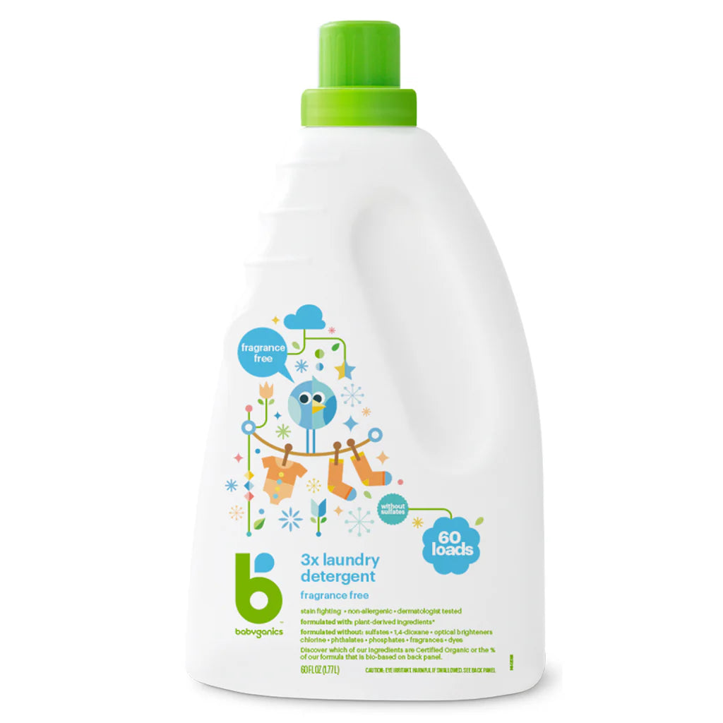 Babyganics laundry detergent, fragrance free, 1.77L