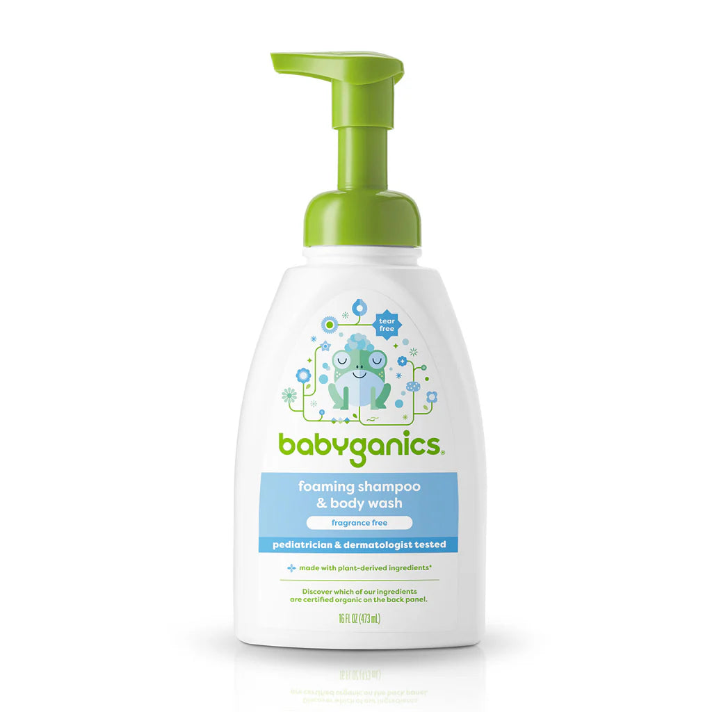 Babyganics foaming shampoo + body wash, fragrance free 473ml