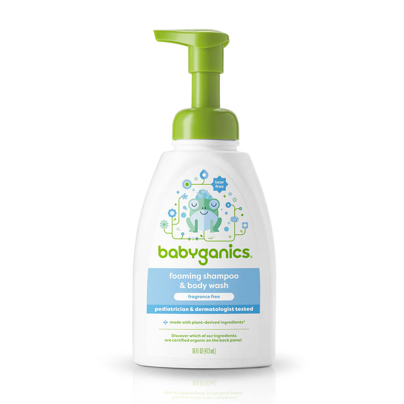 Babyganics foaming shampoo + body wash, fragrance free 473ml-1