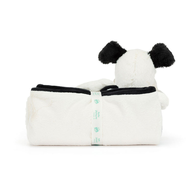 Jellycat Bashful Black & Cream Puppy Blankie (BLNK4BCP)-3