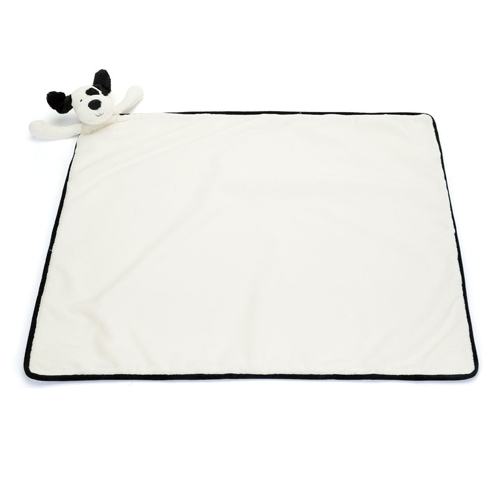 Jellycat Bashful Black & Cream Puppy Blankie (BLNK4BCP)