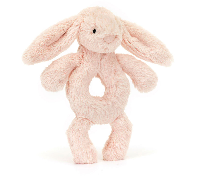 Jellycat Bashful Blush Bunny Ring Rattle (BRR4BLU)