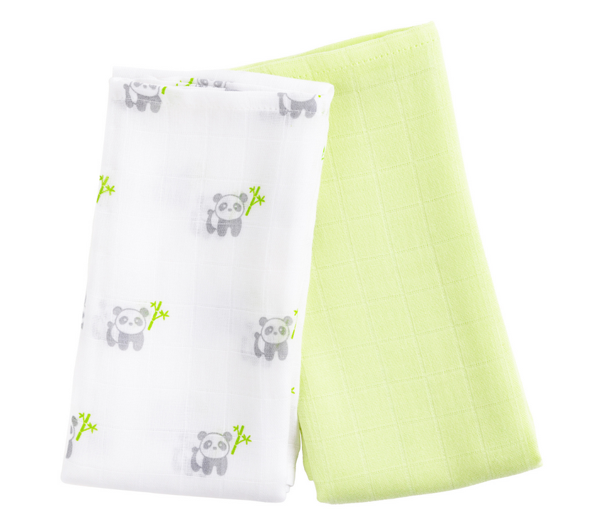 Kiki and Sebby PANDA Bamboo Cotton Muslin Swaddle Blankets – 2 pack