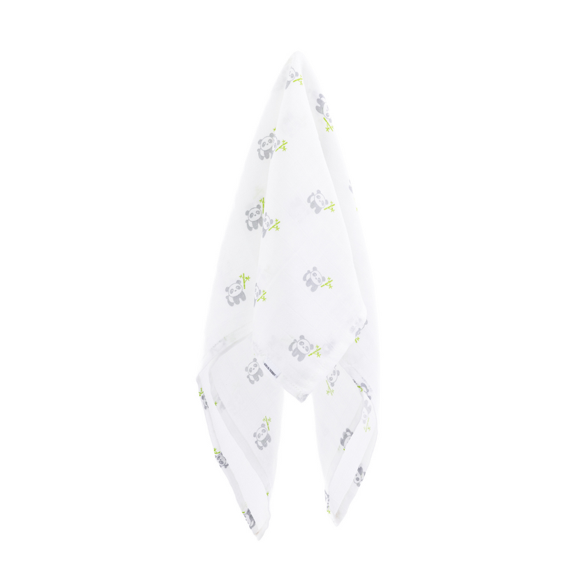 Kiki and Sebby PANDA Bamboo Cotton Muslin Swaddle Blankets – 2 pack