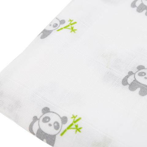 Kiki and Sebby PANDA Bamboo Cotton Muslin Swaddle Blankets – 2 pack