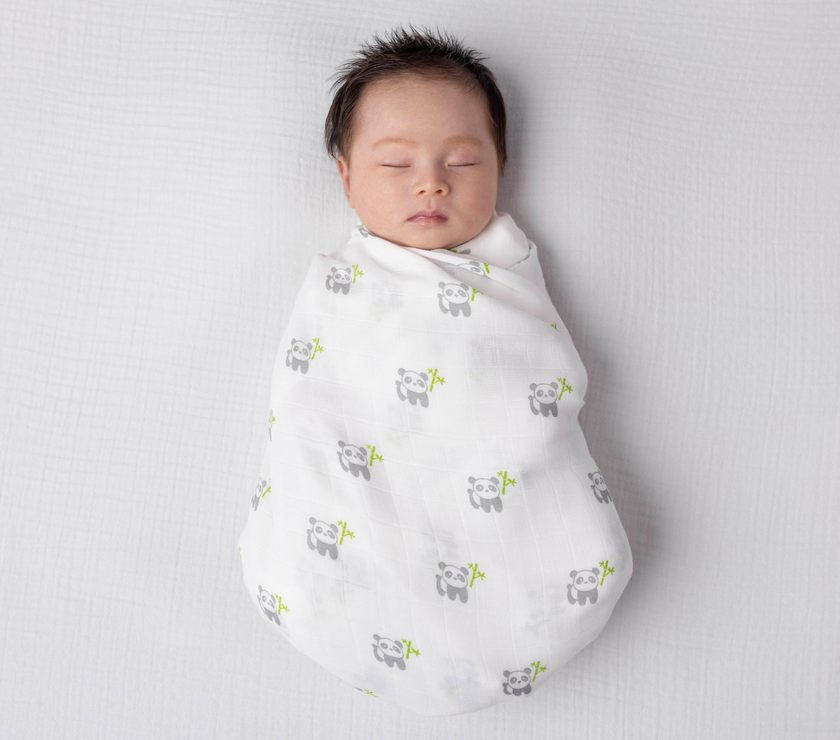 Kiki and Sebby PANDA Bamboo Cotton Muslin Swaddle Blankets – 2 pack