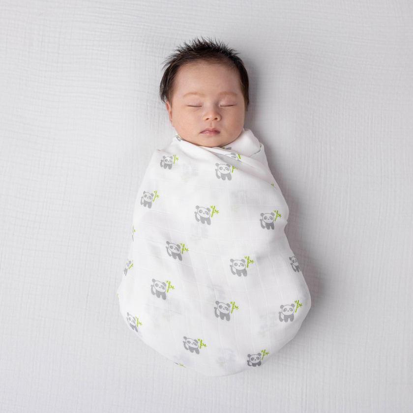 Kiki and Sebby PANDA Bamboo Cotton Muslin Swaddle Blankets – 2 pack