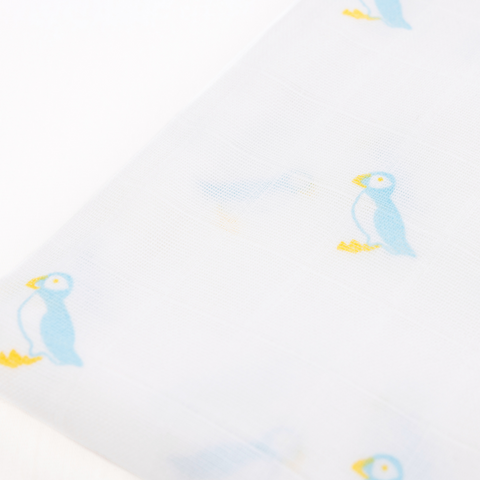 Kiki and Sebby PUFFIN Bamboo Cotton Muslin Swaddle Blankets – 2 pack
