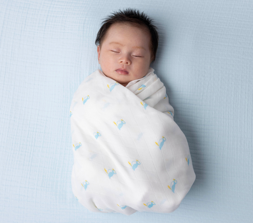 Kiki and Sebby PUFFIN Bamboo Cotton Muslin Swaddle Blankets – 2 pack