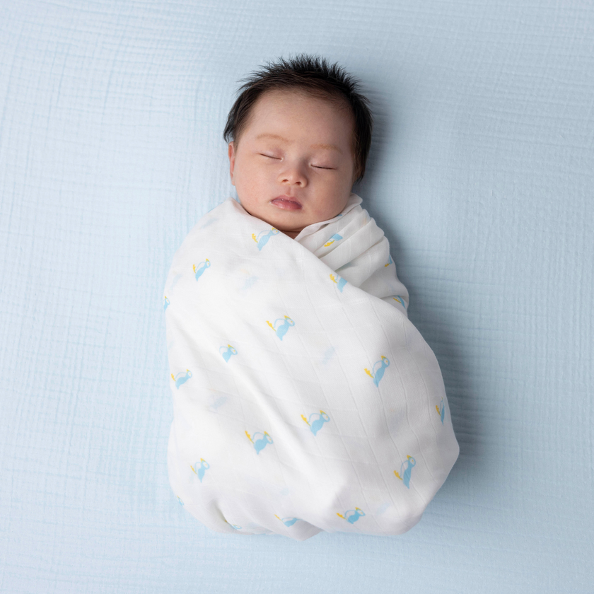 Kiki and Sebby PUFFIN Bamboo Cotton Muslin Swaddle Blankets – 2 pack