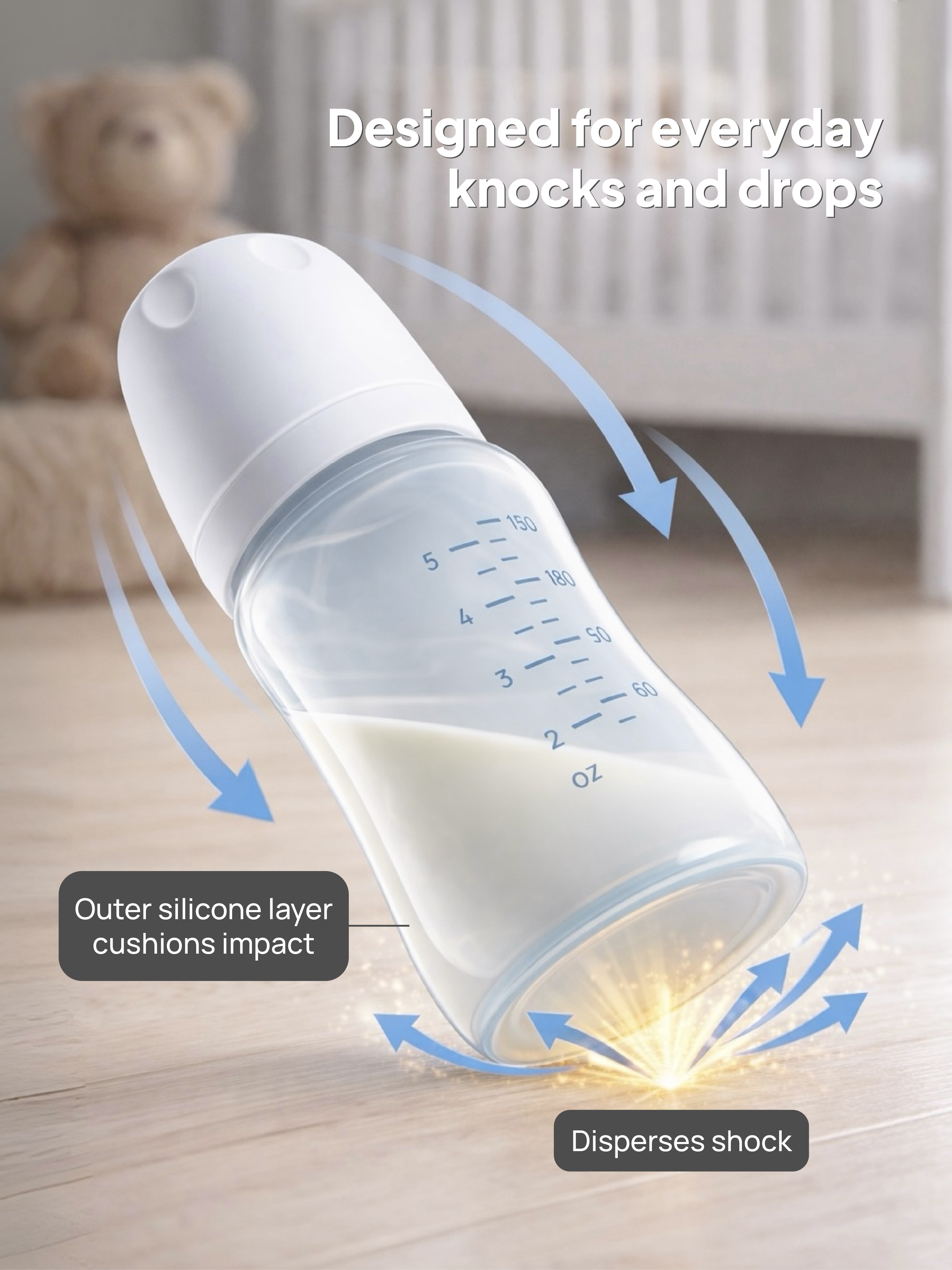 Set of Two: SiliGlass Milk Bottle 150ml