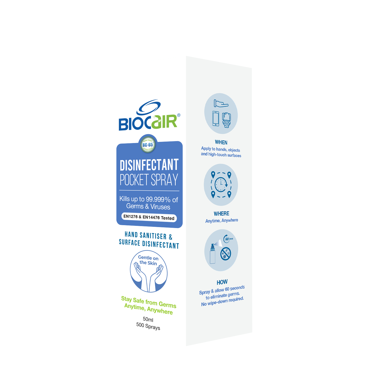 BioCair Disinfectant Pocket Spray, 50ml
