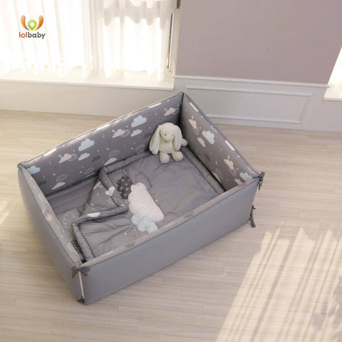 LOLBaby Microfibre Large Bumper Bed  with Hanging Toy and Canopy - Night Sky
