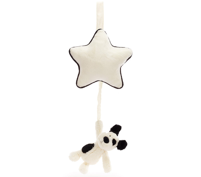 Jellycat Bashful Black & Cream Puppy Musical Pull (MP4BCP)