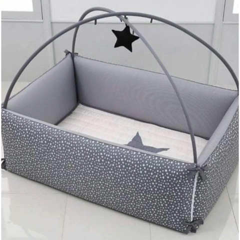 LOLBaby Microfibre Large Bumper Bed with Hanging Toy and Canopy - Big Star
