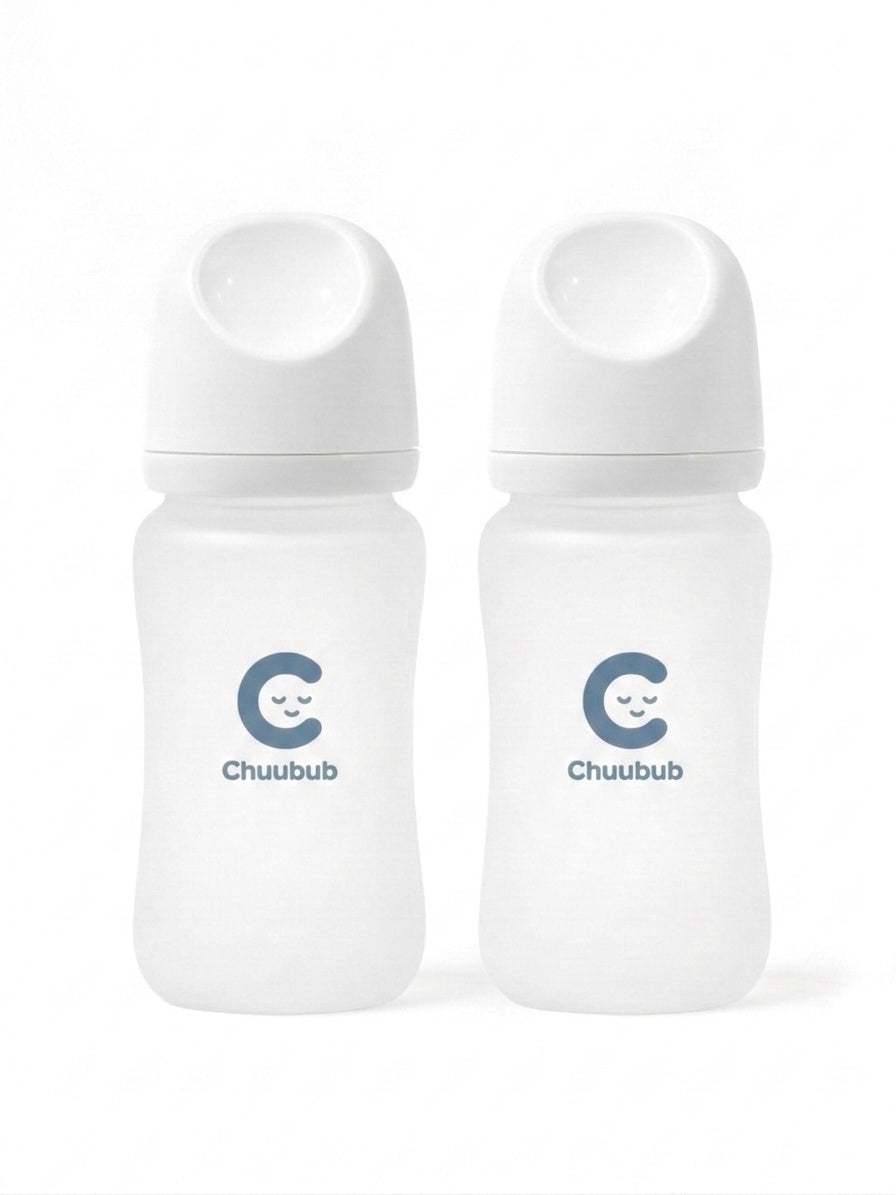 Set of Two: SiliGlass Milk Bottle 240ml