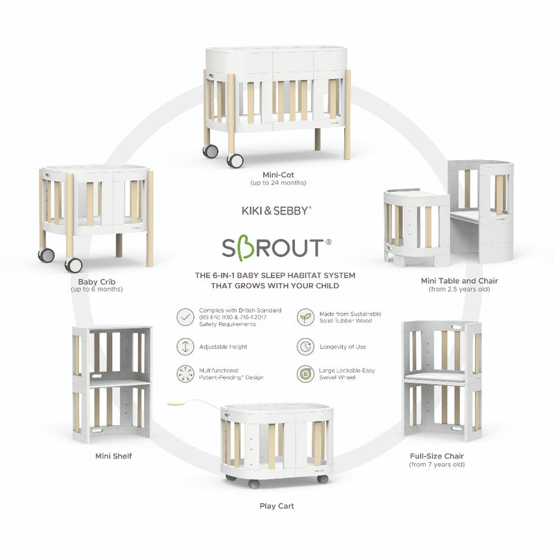 Kiki & Sebby SBROUT® 6-in-1 Multifunctional Baby Crib & Cot Bundle-2