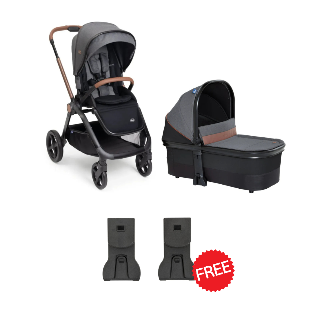 Chicco Mysa Stroller & MYSA LIGHT CARRYCOT BLACK SATIN (Promo)