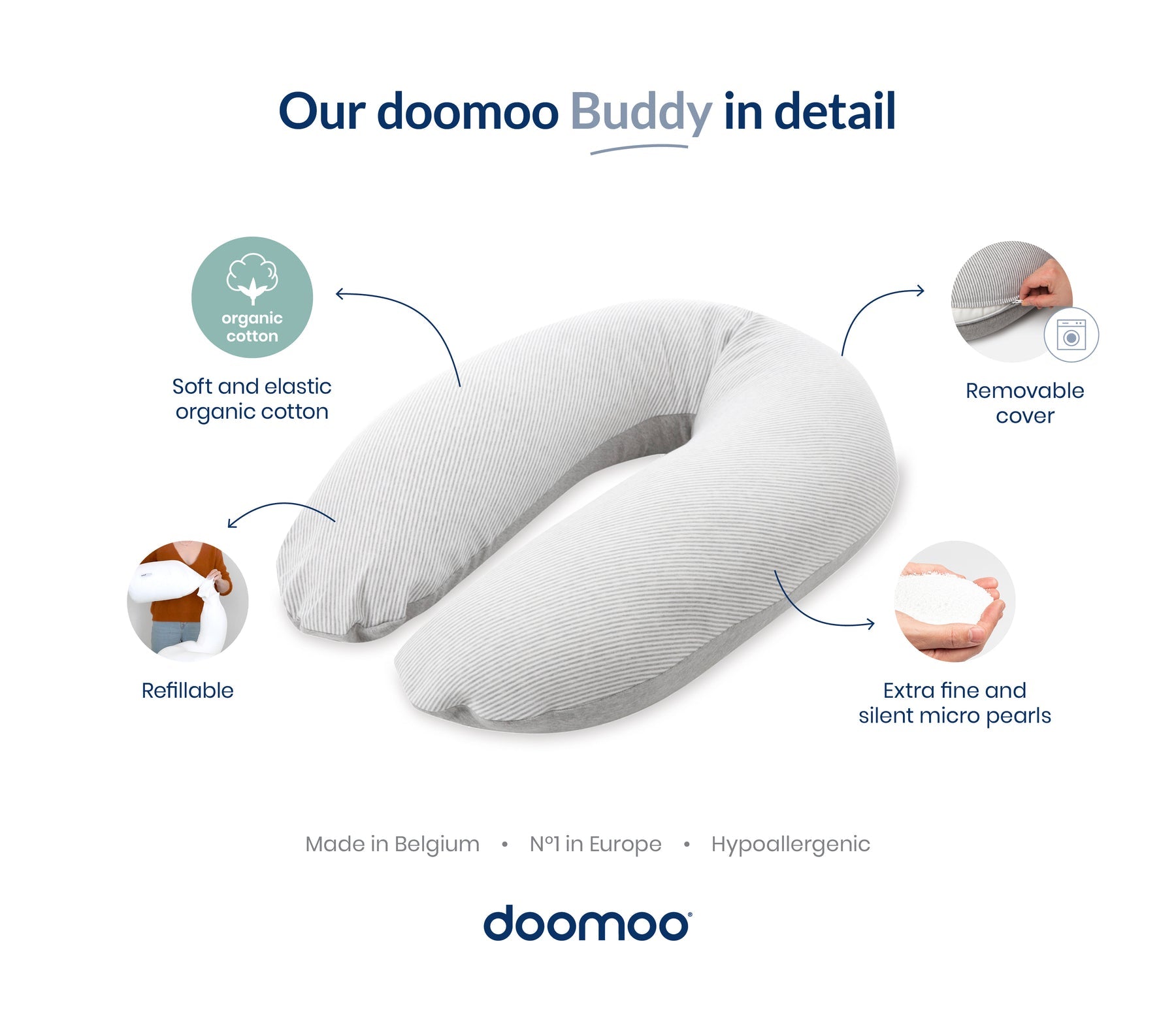 Doomoo Buddy: Organic Cotton Multi-functional Cushion (Sleeping, Nursing, Lounging)-2