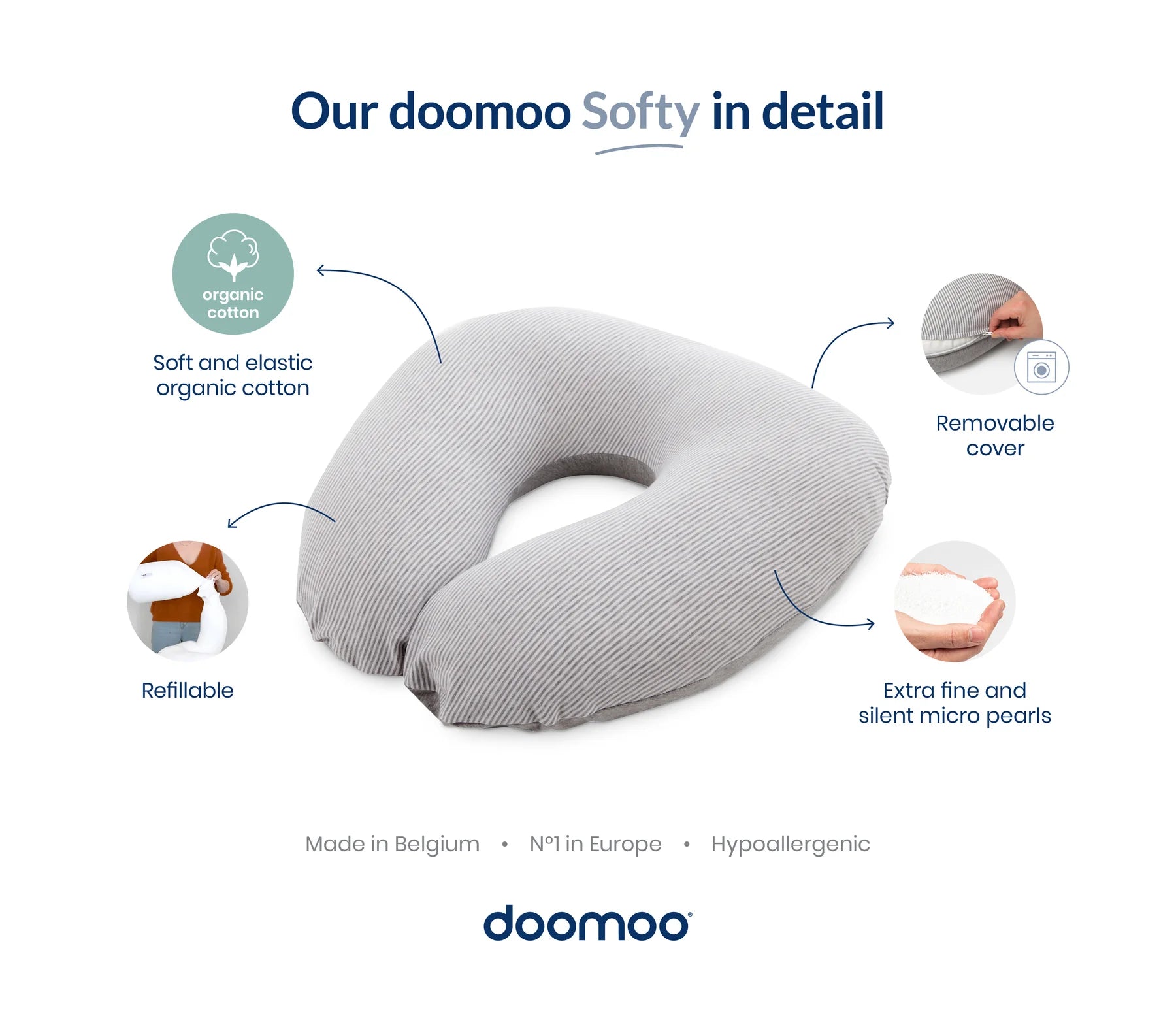 Doomoo Softy: Organic Cotton Small Multi-functional Cushion (Nursing, Lounging)-9
