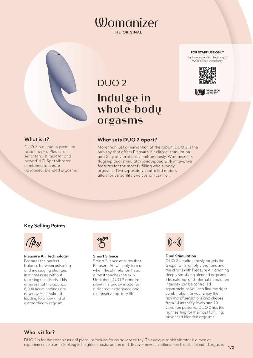Womanizer Duo 2 Pleasure Air Clitoral Stimulator And G-Spot Vibrator (Blueberry)