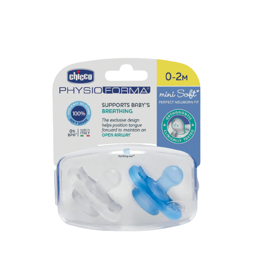 Chicco Mini Soft Silicone Soother 2PCS Boy 00073221210000
