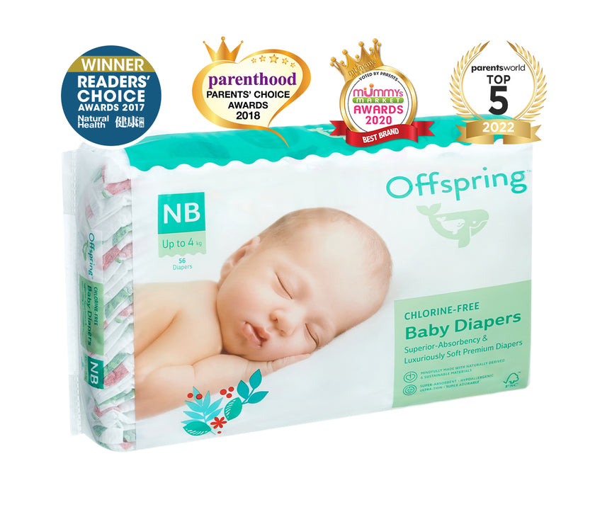 Offspring Fashion Newborn Diapers (1 carton - 4 packets) - Random Designs
