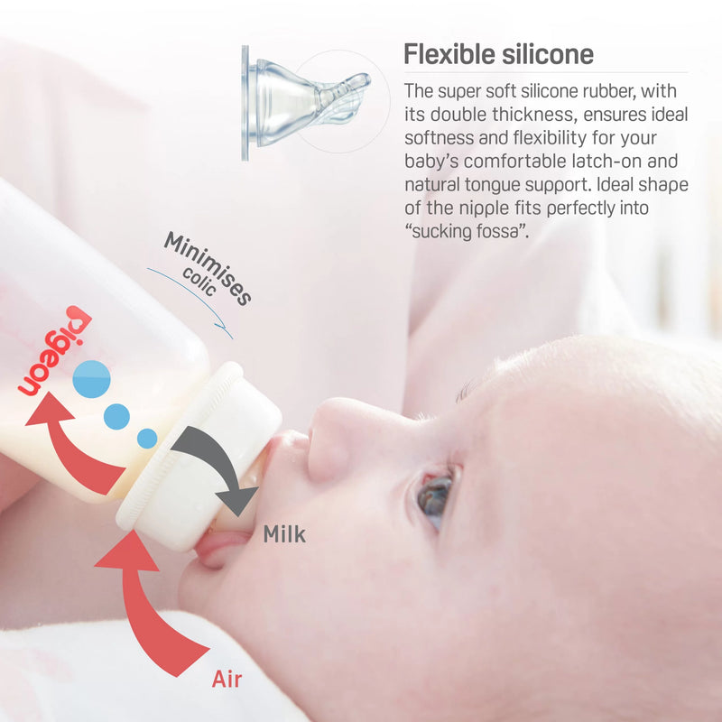 Pigeon Flexible Slim Neck Nursing Bottle PP 240ml x2-3