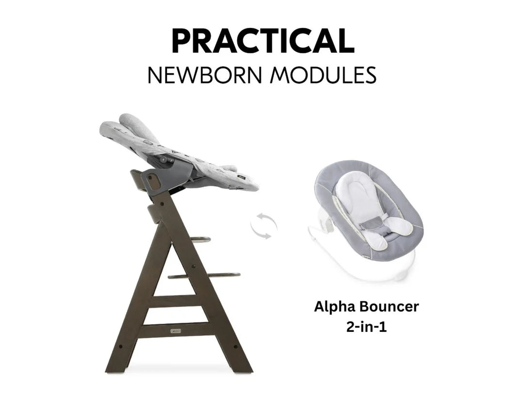 Hauck Alpha+ Deluxe: High Chair + Tray - Charcoal Grey (New)