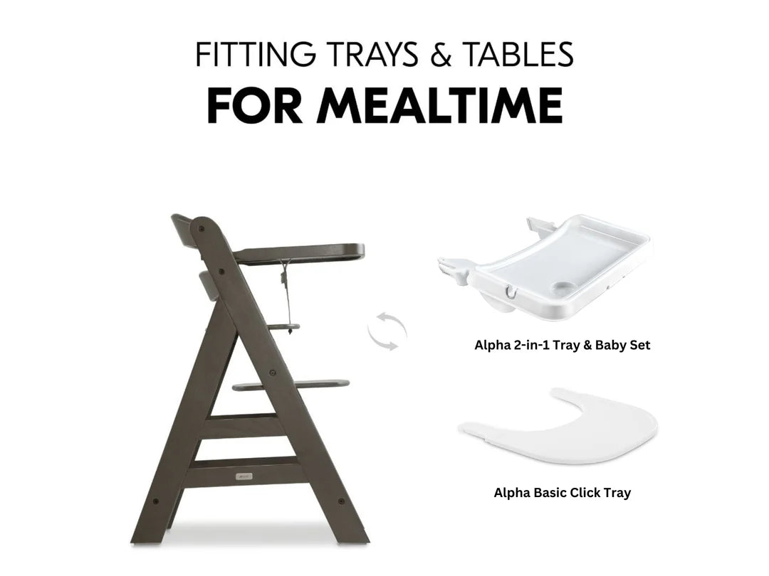 Hauck Alpha+ Deluxe: High Chair + Tray - Charcoal Grey (New)-12