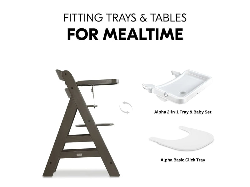 Hauck Alpha+ Trio: High Chair + Tray + Bouncer - Charcoal-12