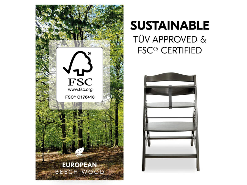 Hauck Alpha+ Deluxe: High Chair + Tray - Charcoal Grey (New)-2