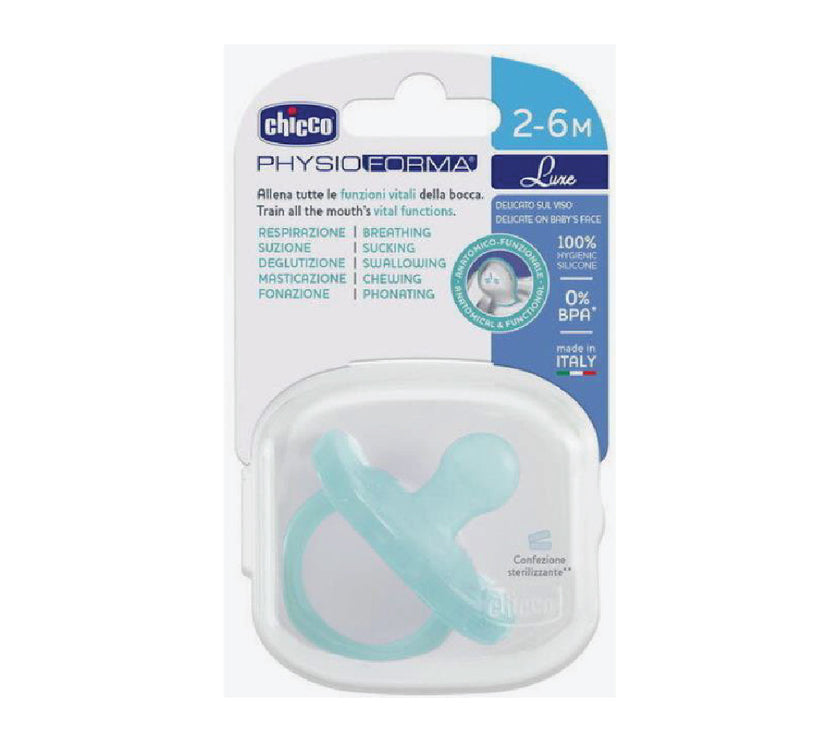 Chicco Physioforma Silicone Soother Soft Luxe 1 pcs (2-6M) - Green/ Grey/Orange