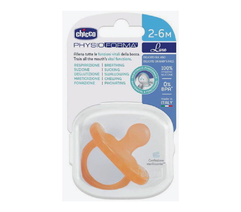 Chicco Physioforma Silicone Soother Soft Luxe 1 pcs (2-6M) - Green/ Grey/Orange