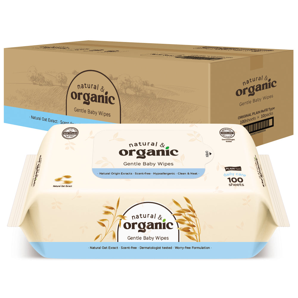 Natural & Organic Daily Care Baby Wipes, Refill (100 sheets x 10 packs)-1