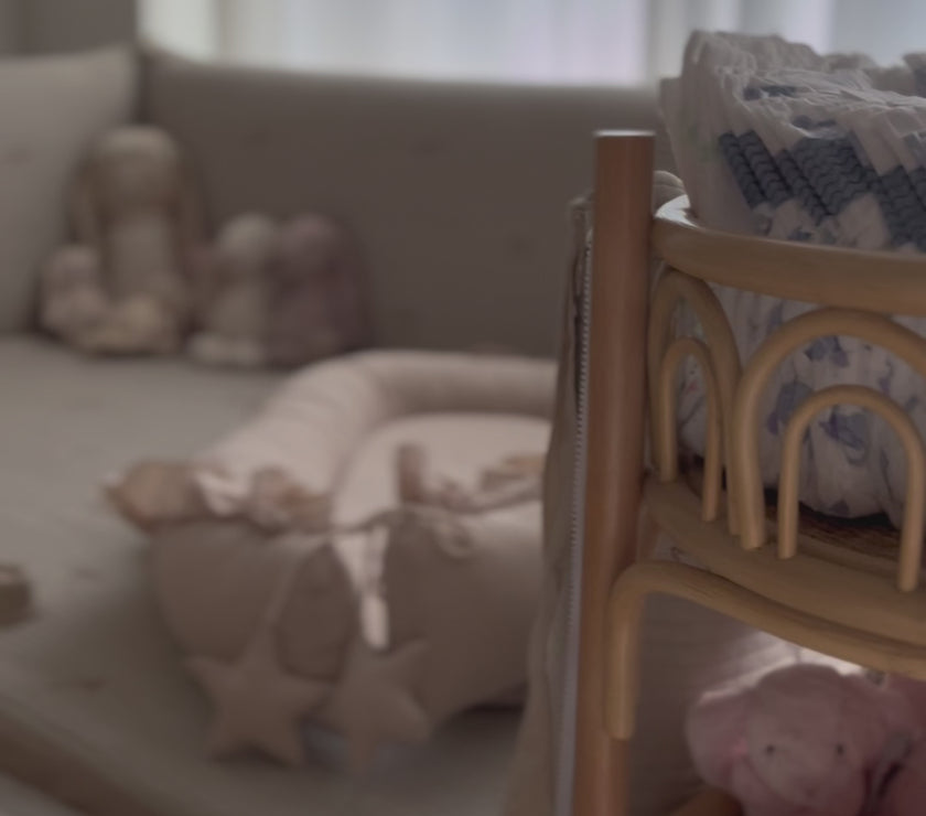 LOLBaby Cotton Embroidery Bumper Bed with Hanging Toy and Canopy - Golden Rabbit  (PO End April 25)