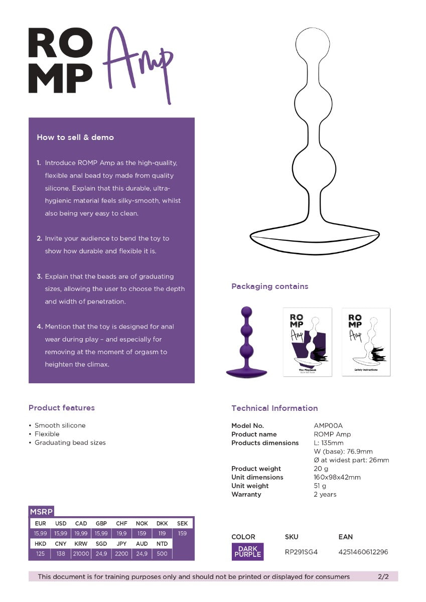 Romp Amp Silicone Anal Beads (Purple)-4