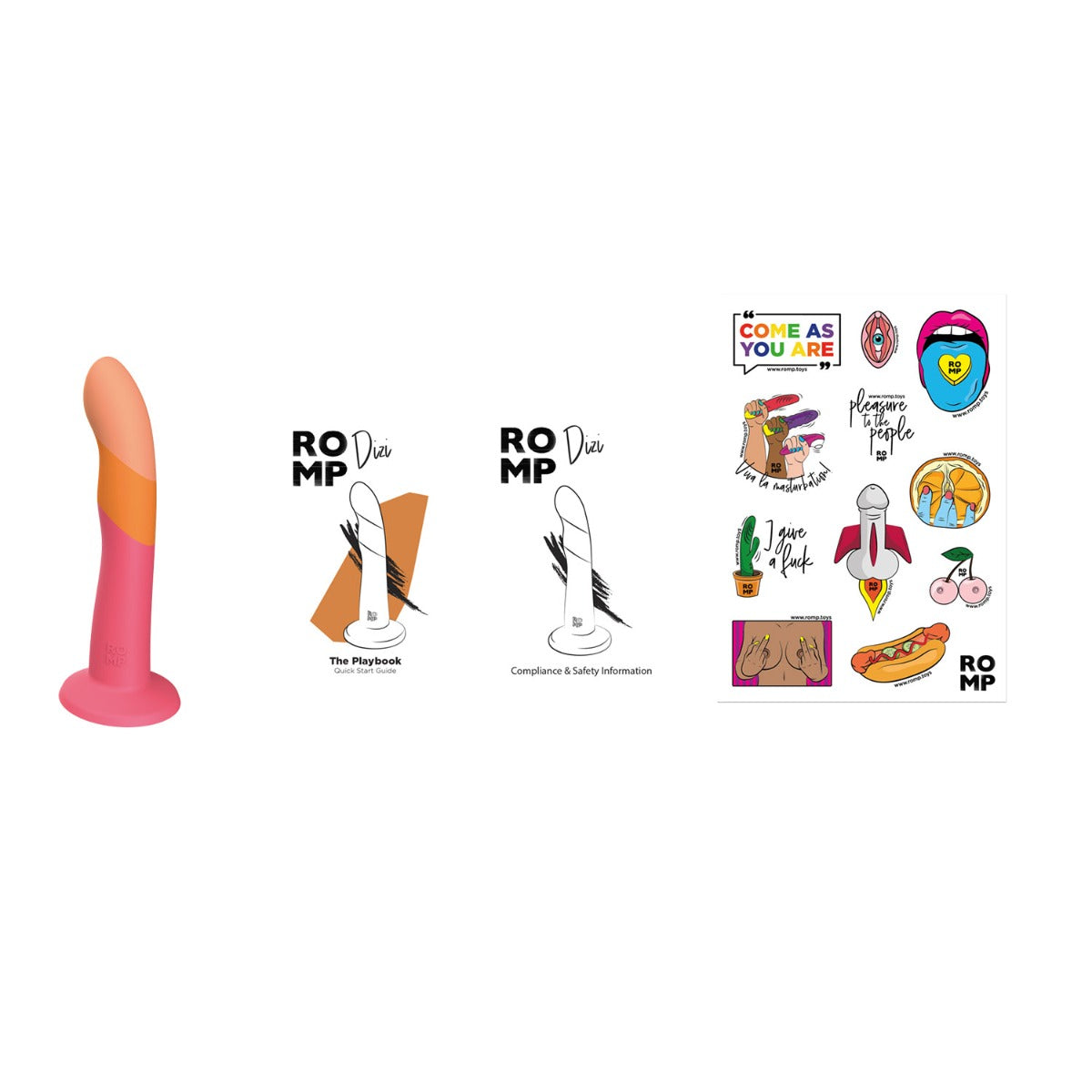 Romp Dizi Take A Ride 7" Harness Compatible Silicone Suction Cup Dildo