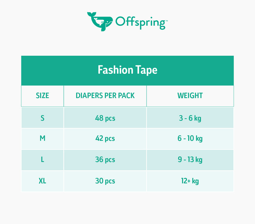 Offspring Fashion Newborn Diapers (1 carton - 4 packets) - Random Designs